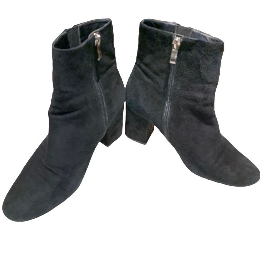 Halogen Suede Black Zip-Up Ankle Booties, Women 10 M EUC